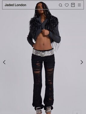 Jaded London Slashed Jean in Black